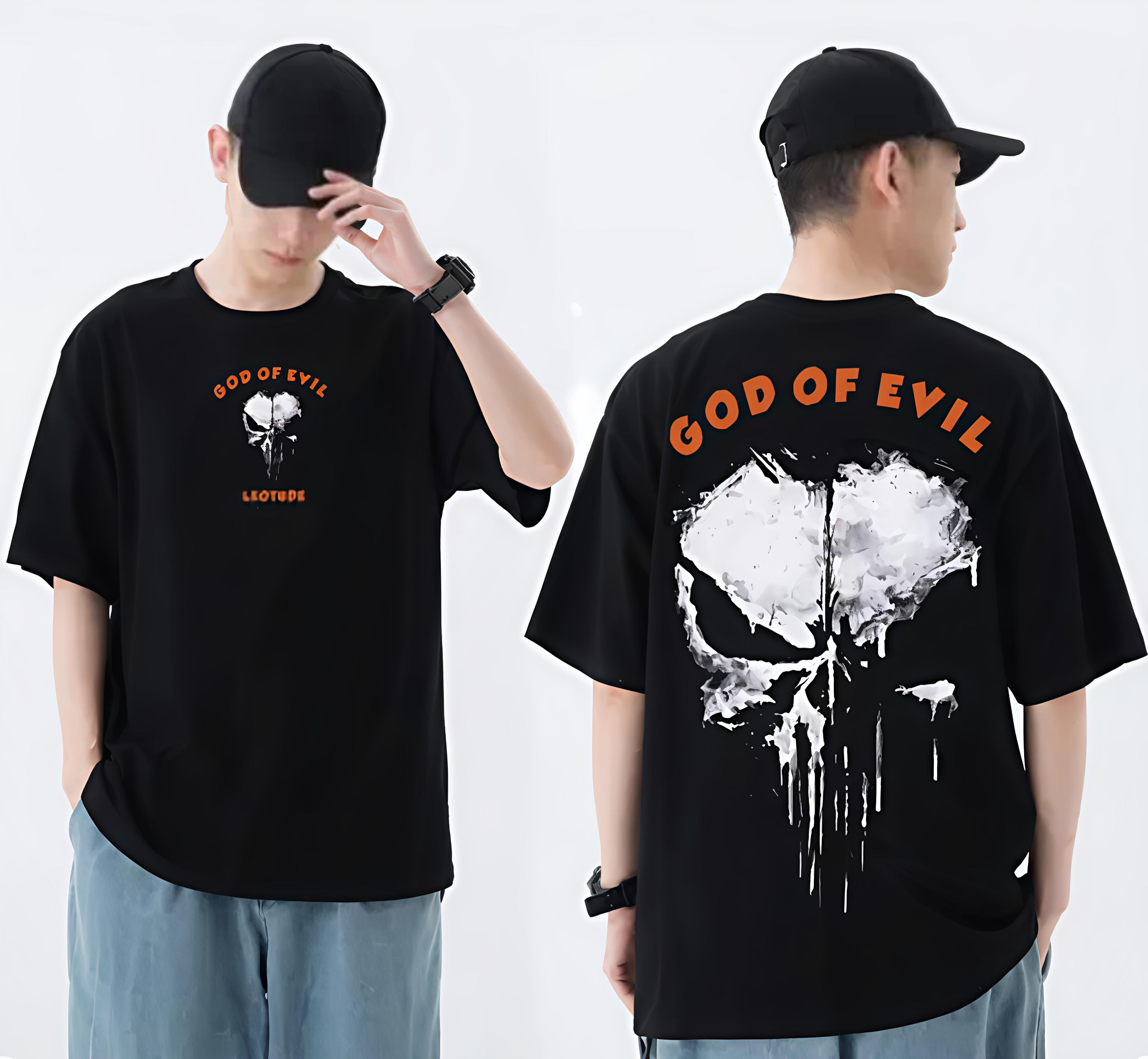 God of Evil – Men’s Premium Black Back Print T-Shirt