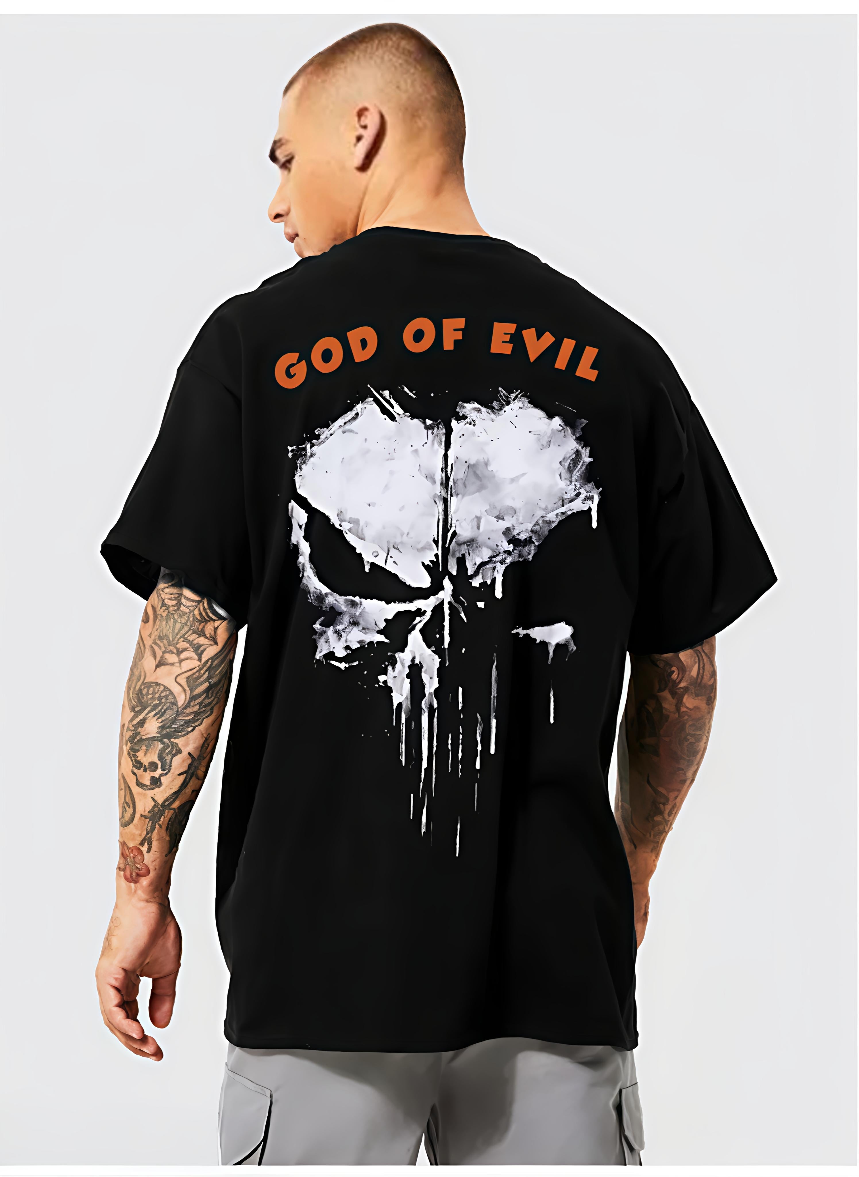 God of Evil – Men’s Premium Black Back Print T-Shirt